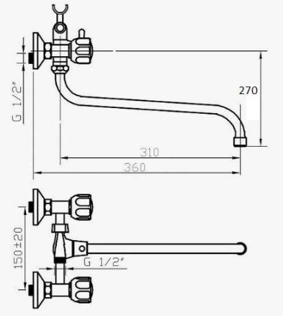 Смеситель для ванны D-Lin D146817-3 настенный хром