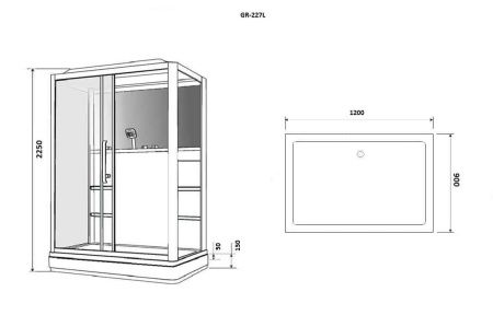Душевая кабина Grossman GR227L 120х90 прямоугольная с крышей ориентация левая