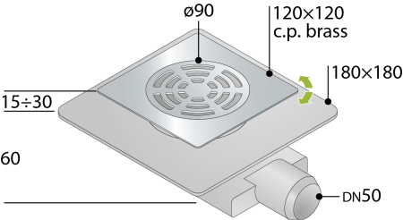 Душевой трап OMP Tea Tirana 2665.591.8 в пол