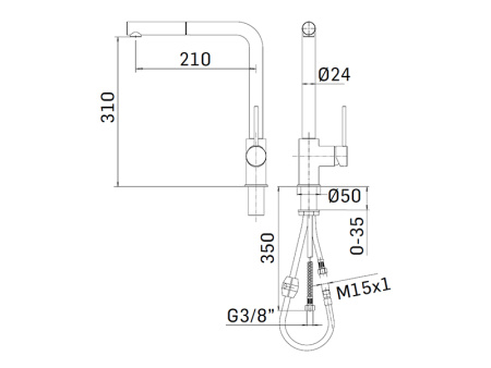 Смеситель для кухни Mamoli Programma Cucina 72110000000K на столешницу черный матовый