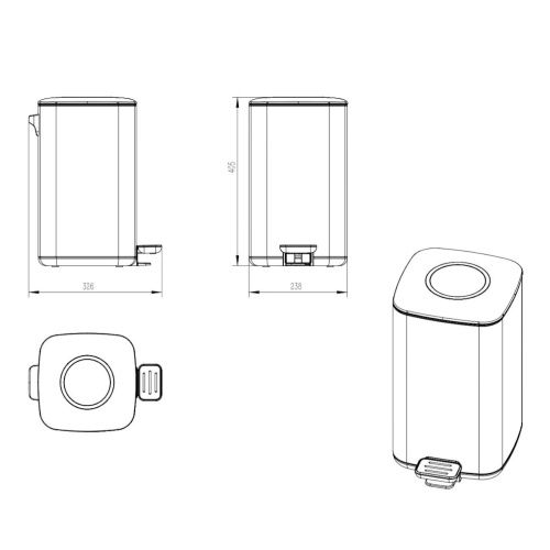 Ведро мусорное Java S-888-12C - фото 3