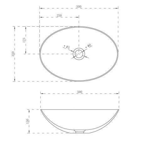 Раковина из искусственного камня Abber STEIN AS2609 50х40 накладная цвет белый без отверстий под смеситель