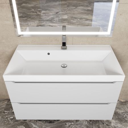 Раковина из искусственного камня Uperwood Classic 291020338 90х50 полувстраиваемая цвет белый