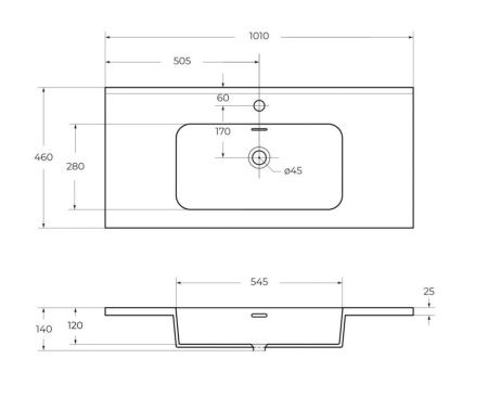 Раковина из искусственного камня Cezares 50170 100х50 подвесная цвет белый 1 отверстие под смеситель