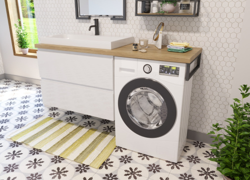 Тумба с раковиной Эстет Malibu Luxe ФР-00007114 90х48х61 подвесная цвет белый/коричневый - фото 2