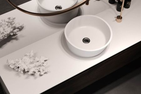 Раковина из искусственного камня Holbi ALMATEA 1.02.002.11.2 40х40 накладная цвет белый