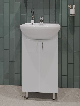 Тумба с раковиной Orange Лайт LA-45TUW+RA 50х40 напольная цвет белый