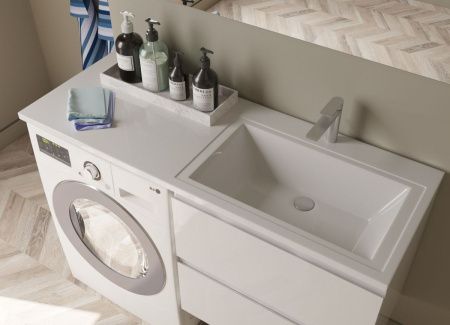 Раковина из искусственного камня Эстет Даллас ФР-00014936 130х50 накладная цвет белый 1 отверстие под смеситель