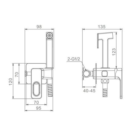 Гигиенический душ со смесителем Raglo R51 R51.52 хром