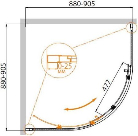 Душевой уголок Cezares MOLVENO MOLVENO-R-1-90-C-Cr-IV 90х90 стекло прозрачное профиль хром без поддона