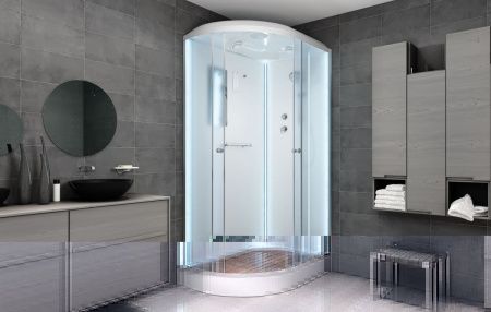 Душевая кабина AvaCan D012SRLED 120х90 асимметричная с крышей ориентация правая