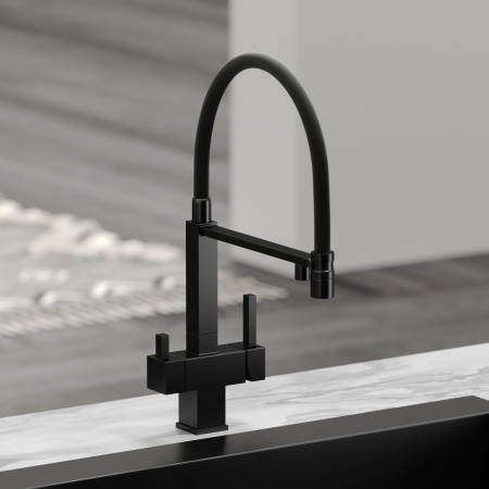 Смеситель для кухни Sancos Moro SC4006MB на мойку черный матовый/черный