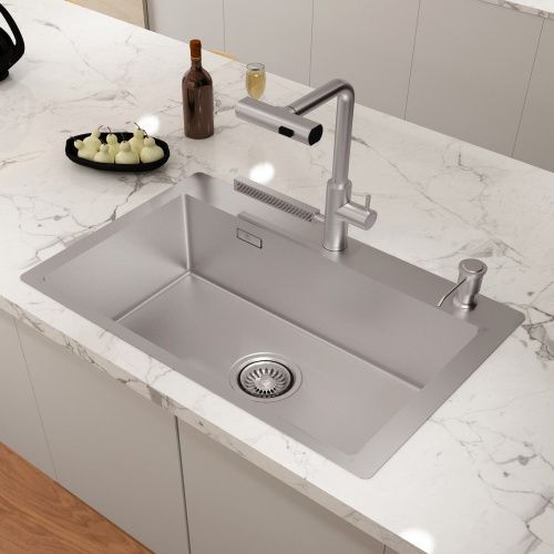 Кухонная мойка Fashun 27M Комплект AS6845 68х45 цвет сатин поверхность матовая - фото 4