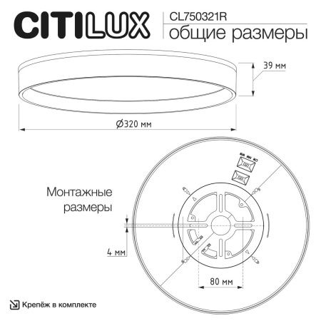 Светильник потолочный музыкальный Citilux Etalon (Еталон) CL750321R
