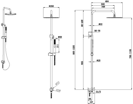Душевая стойка Allen Brau Priority 5.31031-00 настенная цвет хром