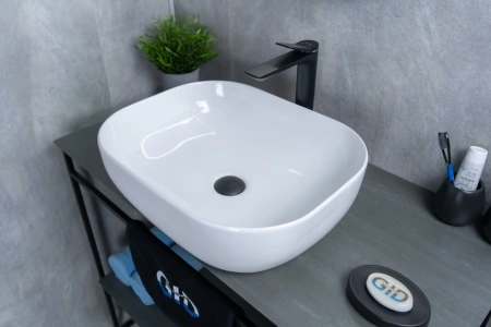 Раковина керамическая Gid Geométrico 51198 50х40 накладная цвет белый без отверстий под смеситель