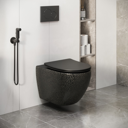 Унитаз подвесной Grossman Санфаянс GR-4455BBLS черный глянцевый с сиденьем микролифт безободковый каскадный смыв