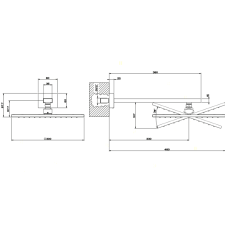 Верхний душ Gessi Rettangolo 15185#031 30х30 хром