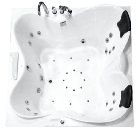 Ванна акриловая гидромассажная Gemy G9089 O R 185х185 пристенная квадратная с каркасом