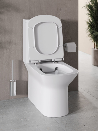 Унитаз напольный с бачком Agger AT02000 белый с сиденьем микролифт безободковый душевой смыв