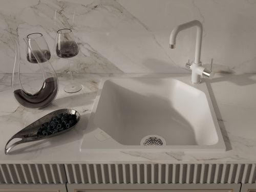 Смеситель для кухни Rivelato 9025201 brina cromo на мойку белый/хром - фото 4