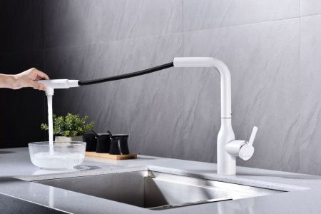 Смеситель для кухни Paulmark VIPER Vi213105-WH на мойку белый