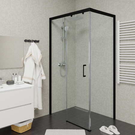 Душевой уголок Cerutti SPA VITO110B-L 110х80 стекло прозрачное профиль черный без поддона