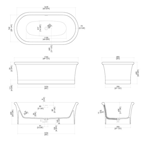 Ванна из искусственного камня Devon Devon Celine CELINEWH 176х89 встраиваемая прямоугольная - фото 2