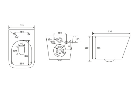 Унитаз подвесной Abber Rechteck AC1201MB черный матовый с сиденьем микролифт безободковый каскадный смыв