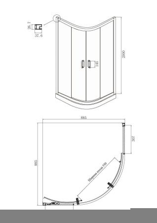 Душевой уголок Ambassador Royal 18015106 90х90 стекло с рисунком профиль хром без поддона