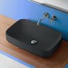 Раковина из сантехнического фарфора Kerasan Tribeca 514131 60х40 накладная цвет черный без отверстий под смеситель