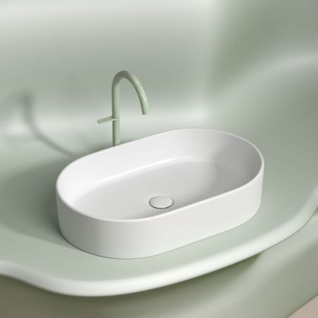 Раковина из сантехнического фарфора Ceramica Nova ELEMENT CN6048MW 60х40 накладная цвет белый без отверстий под смеситель