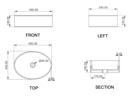 Раковина керамическая GSG Ceramic Design Like LKLAVFSBF45001 45х34 накладная цвет белый матовый без отверстий под смеситель