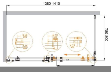 Душевой уголок Cezares STYLUS-M STYLUS-O-M-AH-1-140/80-C-Cr 140х80 стекло прозрачное профиль хром без поддона