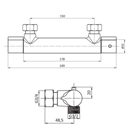 Смеситель для душа Damixa Jupiter 776000000 настенный хром с термостатом