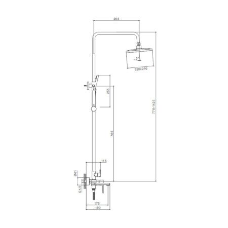 Душевая стойка Splenka S06.24.06 настенная цвет черный