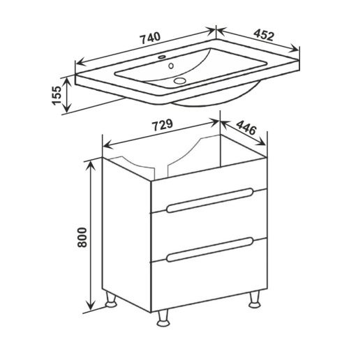 Тумба под раковину Runo Парма 00000001141 70х40 напольная цвет белый - фото 4