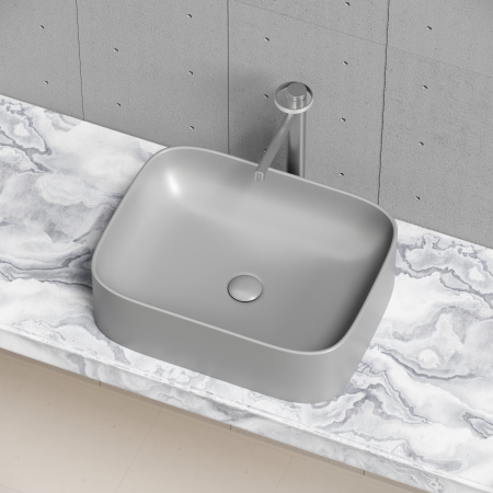 Раковина из сантехнического фарфора Ceramica Nova ELEMENT CN6052MH 51х38 накладная цвет антрацит матовый без отверстий под смеситель