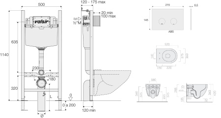 Комплект унитаз с инсталляцией Valsir KIT VSCR 7334GM Slim P4