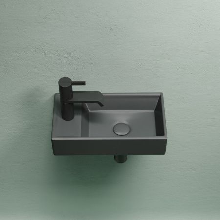 Раковина из сантехнического фарфора Ceramica Nova ELEMENT CN6051RMDH 40х20 подвесная цвет черный 1 отверстие под смеситель