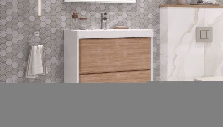 Тумба под раковину Velvex GESSO tpGES.70.2Y-25.21 70х40 подвесная цвет коричневый/белый