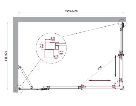 Душевой уголок BelBagno LUCE LUCE-AH-21-140/90-C-Cr 140х90 стекло прозрачное профиль хром без поддона