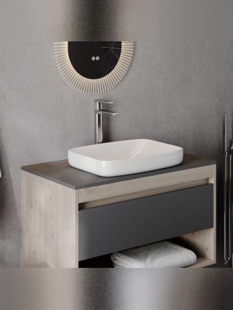 Раковина из сантехнического фарфора Teymi Solli T51245 51х39 полувстраиваемая цвет белый без отверстий под смеситель