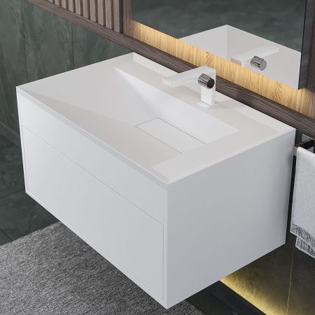 Раковина из искусственного камня Uperwood Lotus Quartz 29192030 80х50 полувстраиваемая цвет белый