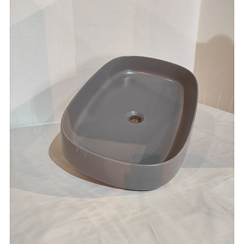 Раковина керамическая White Ceramic Jumper W0707FM 60х40 накладная цвет серый матовый