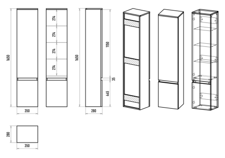 Шкаф-пенал Brevita Victory VIC-05035-080L 40х170 подвесной цвет зеленый