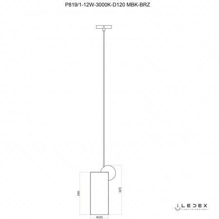 Светильник подвесной iLedex Play (Плаы) P819/1-12W-3000K-D120 MBK-BRZ