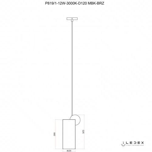 Светильник подвесной iLedex Play (Плаы) P819/1-12W-3000K-D120 MBK-BRZ - фото 2