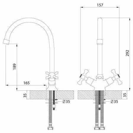 Смеситель для кухни Rossinka H H02-72R на мойку хром