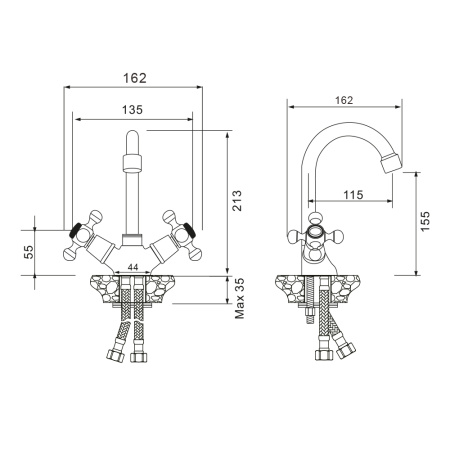 Смеситель WesnaArt Rassvet RAS02-230 на раковину хром